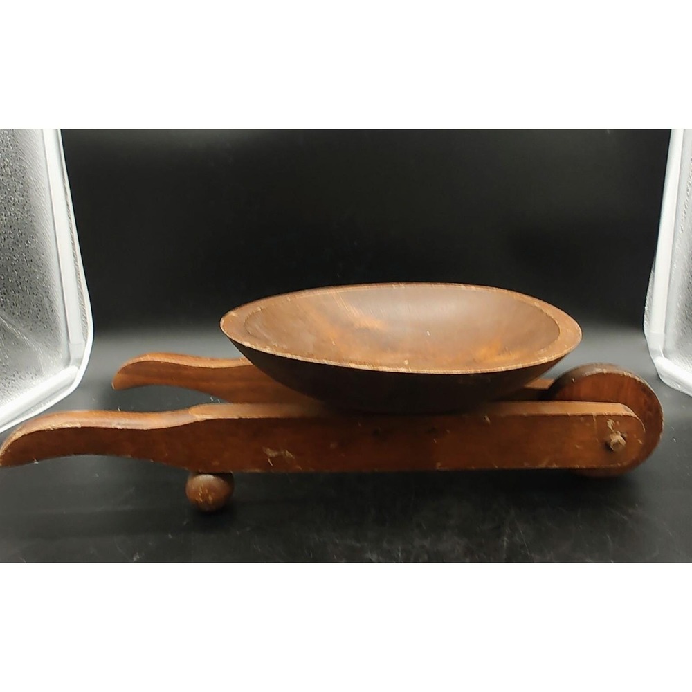 Vintage Wheelbarrow Fruit Bowl Cornwall Wood Products Maple Danish Modern 15.5"